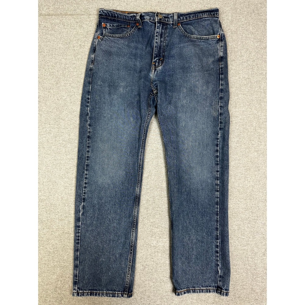 Levis 505 Jeans Mens 34x30 Blue Medium Wash Thigh Fade Straight Leg Denim